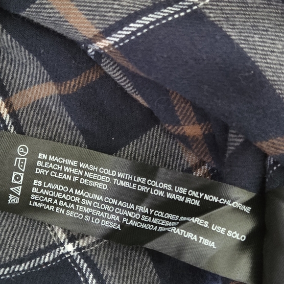 Denim & Flower Men's Medium Navy Plaid Long Sleeve Button Shirt 💯 Cotton - Picture 11 of 11